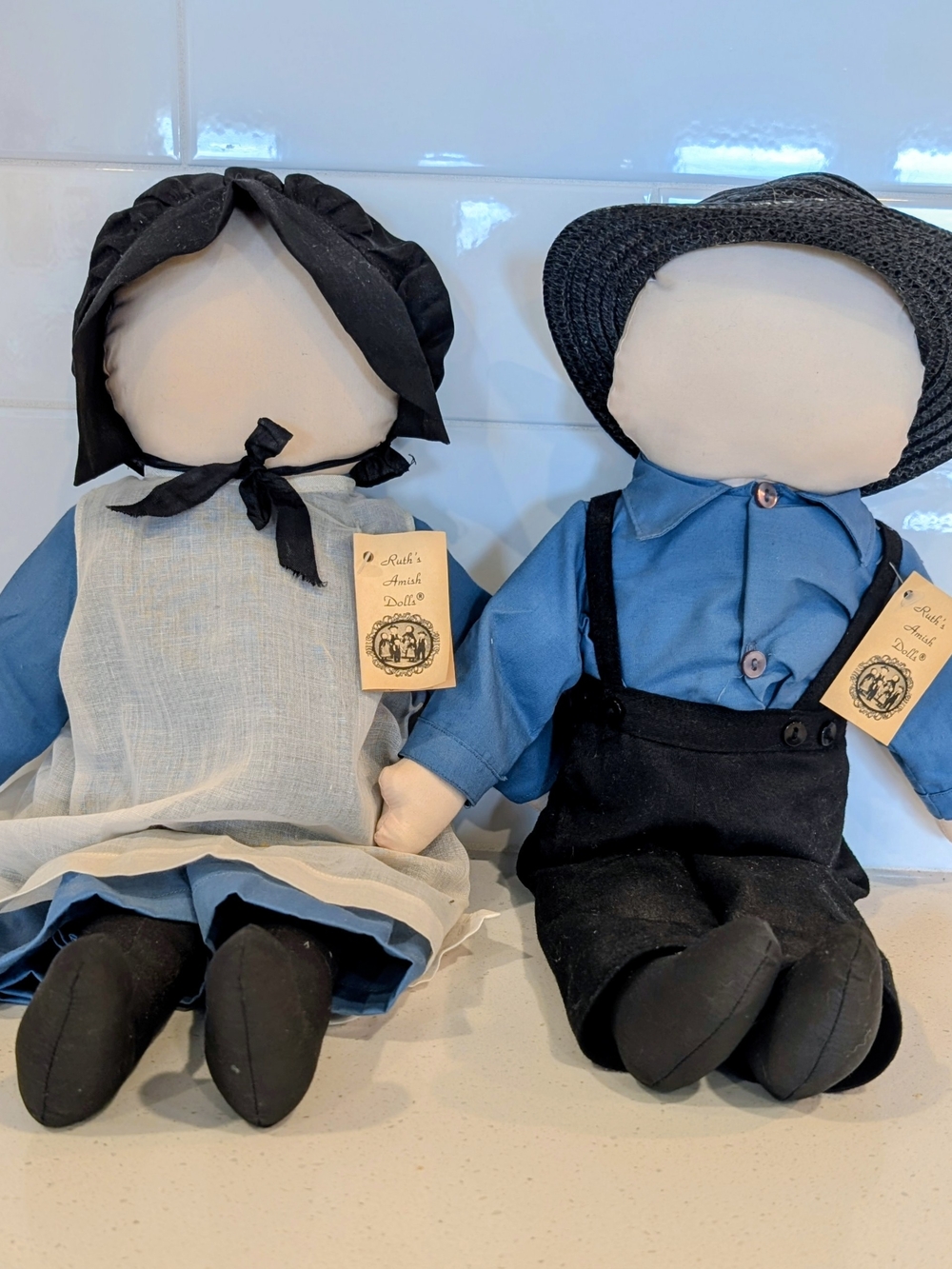 Ruth's Amish Doll Authentic Amish Dolls Handmade Signed Amish Doll Pair Blue
